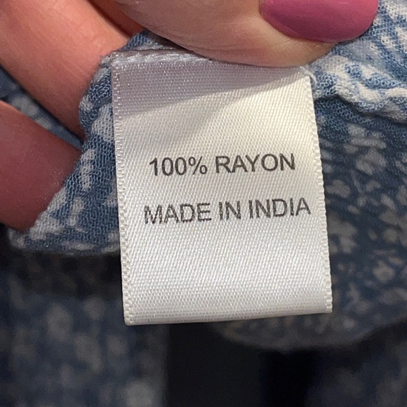 Bobbie Wren BLUE Floral TOP/PANTS SET rayon Vneck cropped minimal prairie set S - Picture 5 of 16